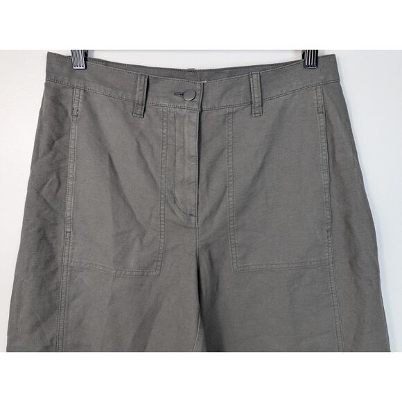 NWT Eileen Fisher Cotton Hemp Stretch Wide Leg Ankle Pant in Grove - Picture 4 of 8